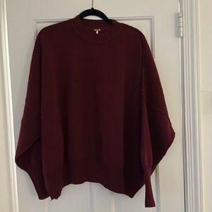 Free People Easy Street Maroon Chunky Oversized Sweater Size S